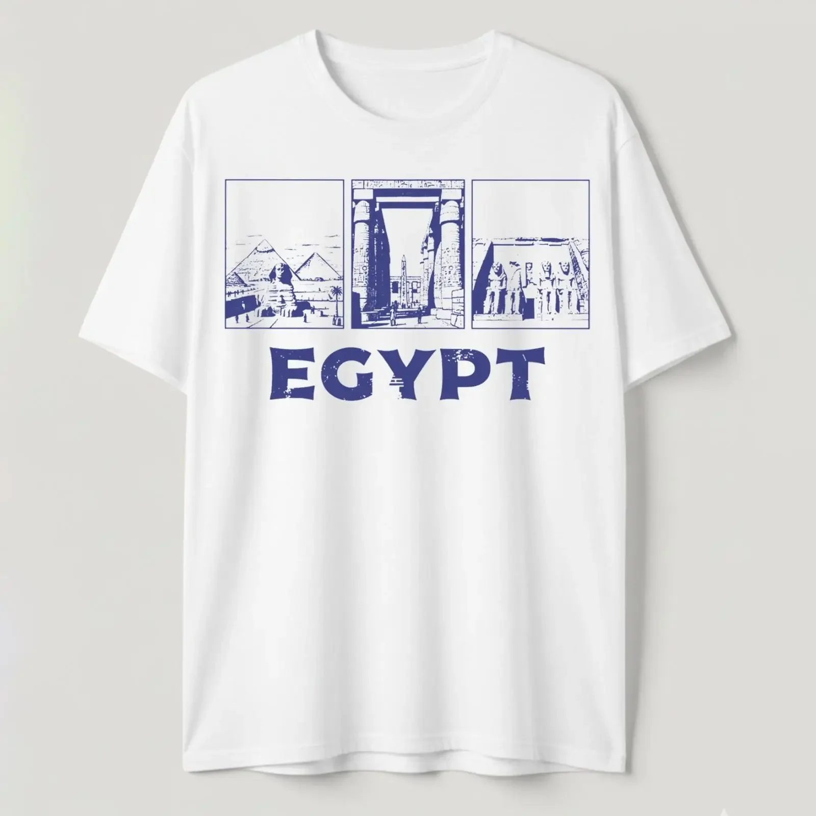 Vintage Egypt T Shirt Sphinx Pyramids Temples Souvenir Ancient History S 5XL vintage Washed Slightly Casual Versatile homme