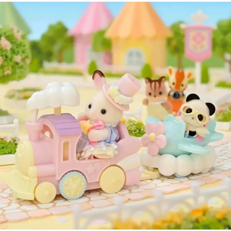 Original sylvanian Familien Schlüssel bund Kleidung Sor presa Möbel Chihuahua Figuren Houes Accesorios Familie Spielzeug Kaninchen Panda Zug