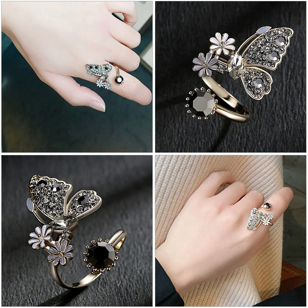 

1Pcs Butterfly Open Adjustable Fashion Lady Ring Jewelry Elegant Finger Accessory Valentine Anniversary Open Ring