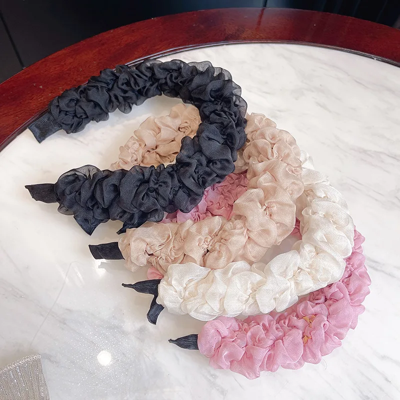 New Fashion headband Sweet little fresh Princess wind mesh gauze pleated fluffy high cranial top fairy headband hair accessories