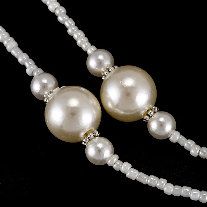 ASDS-3X نظارات شمسية مطرزة باللؤلؤ الأبيض، حامل سلك سلسلة نظارات القراءة