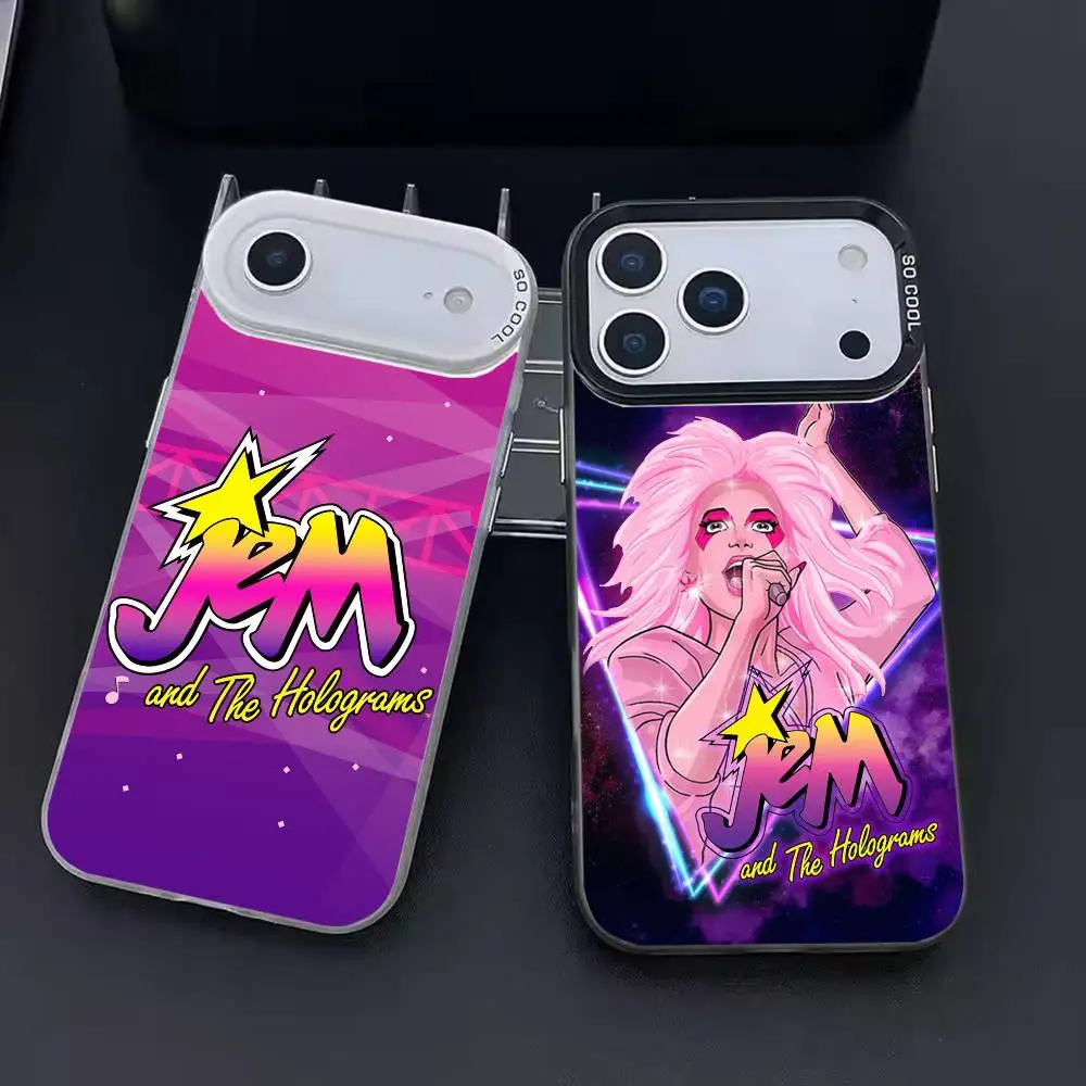 

J-Jem And H-Hologram Phone Case Color Silver Shell For IPhone 17 16 15 14 13 12 11 Pro Max Plus
