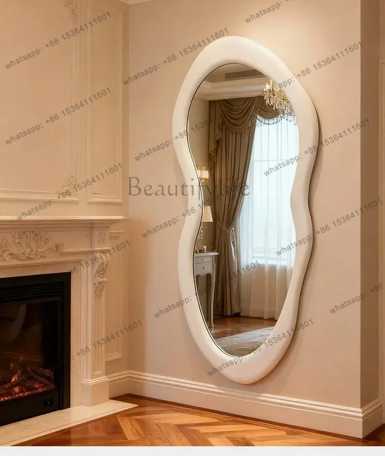 YJ American special-shaped mirror wall-mounted cream-style full-length mirror household irregular light luxury floor fashion