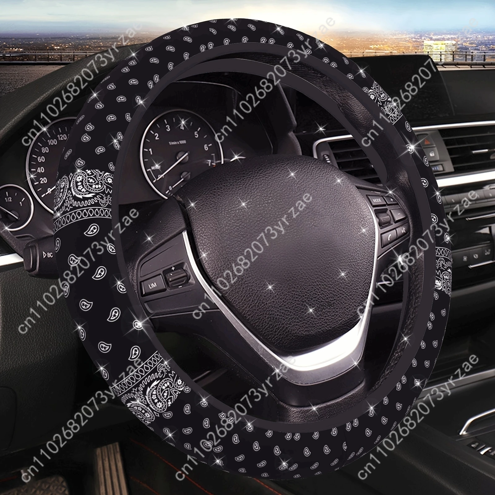 

Paisley Bandana Car Steering Wheels Cover Universal Type Environmental Friendly Comfort Non-slip Breathable Steering Wheel Wrap