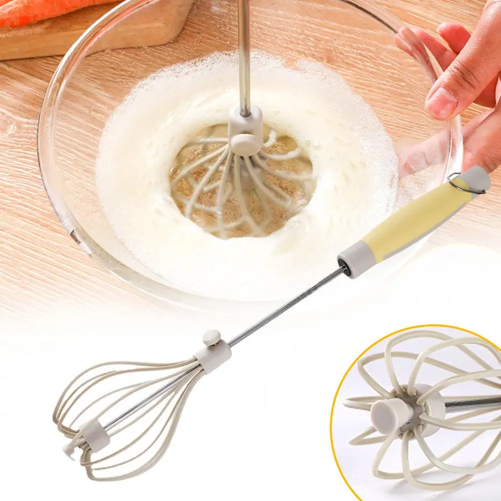 

Stainless Steel Semi-automatic Egg Beater Adjustable Egg Rod Manual Small Stirring White Whisk Household Rotating A3T8