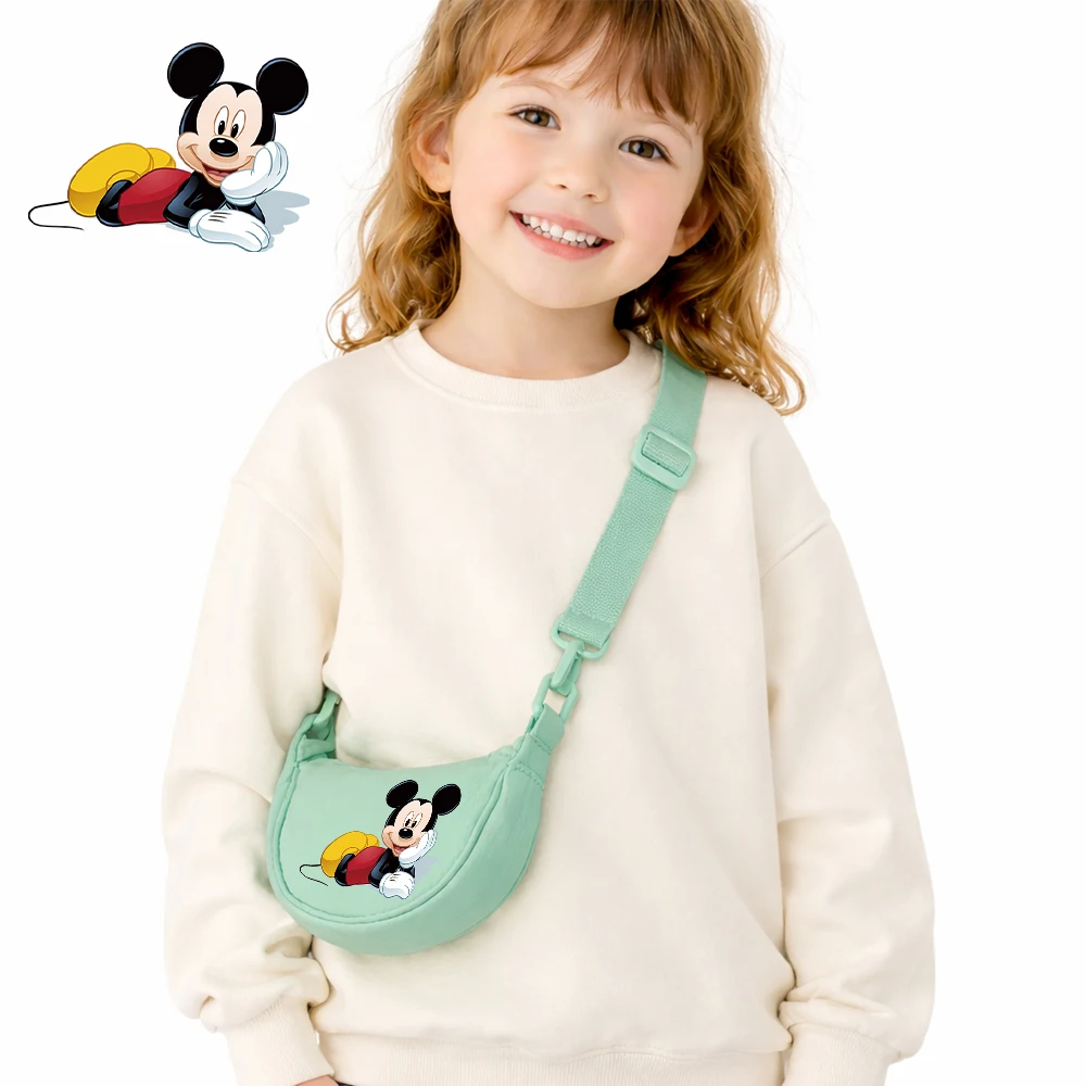 

Детская сумка через плечо с изображением спящего Микки Мауса от Disney, холщовая сумка через плечо, милый модный подарок для детей, для повседневного использования, милый модный подарок