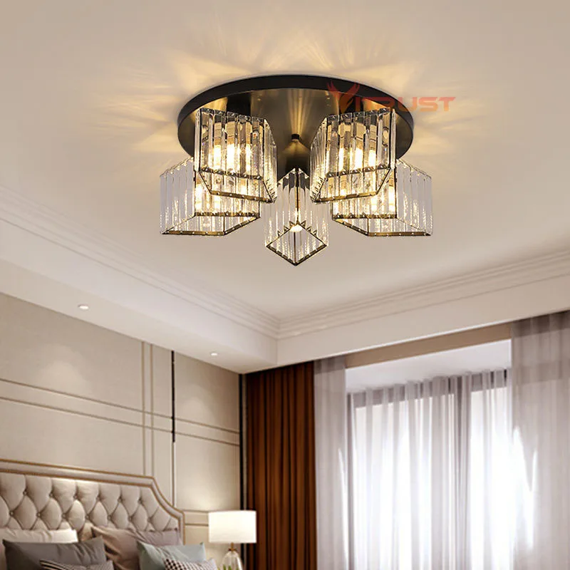 

K9 Crystal Ceiling Lights LED Black Gold Modern Lamps Chandelier Living Room Dining Bedroom Balcony Aisle LED Lighting Hotel