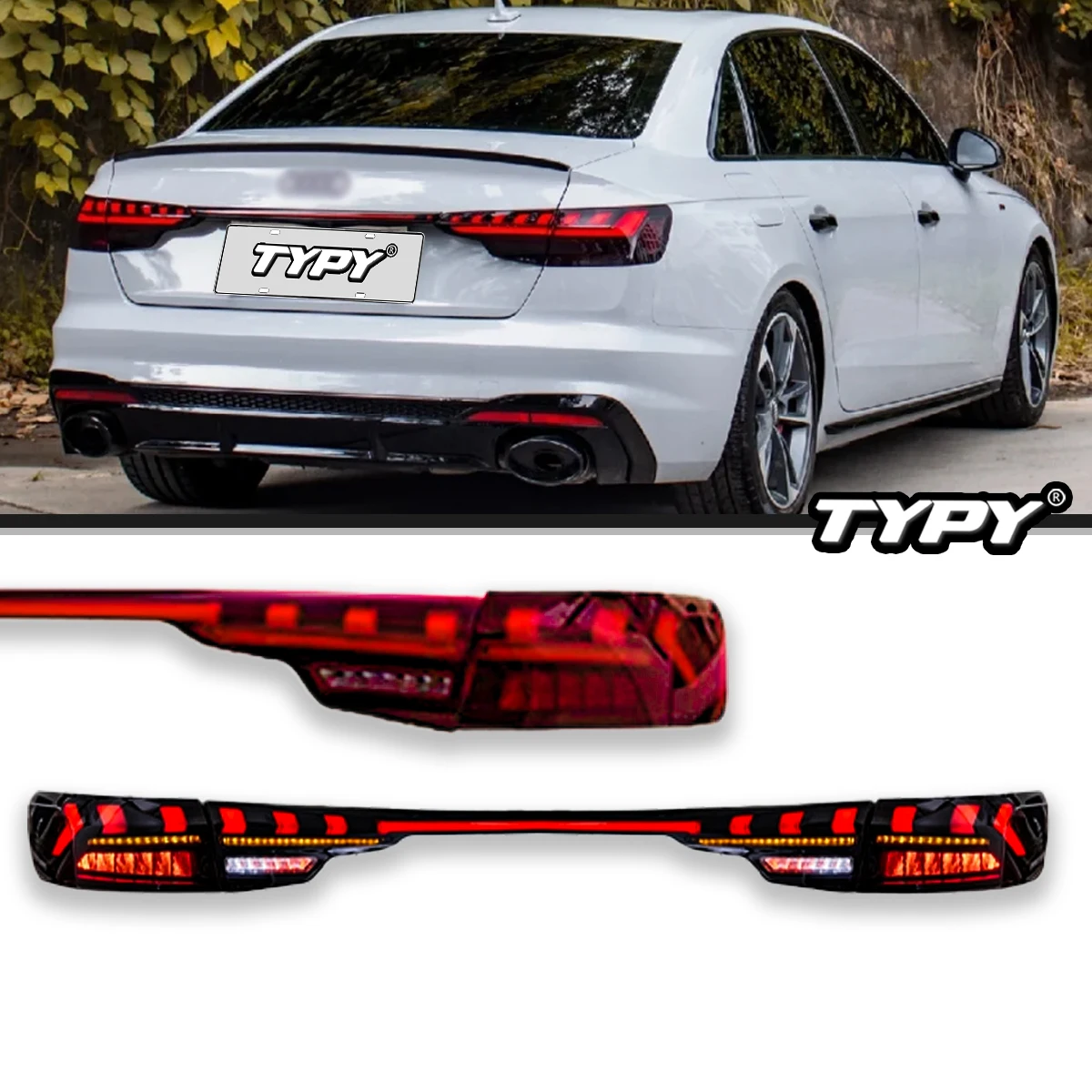 

Автомобильные фары TYPY для Audi A4, задний фонарь 2017-2023, светодиодный проектор, задний фонарь, дневные ходовые огни, автомобильные аксессуары