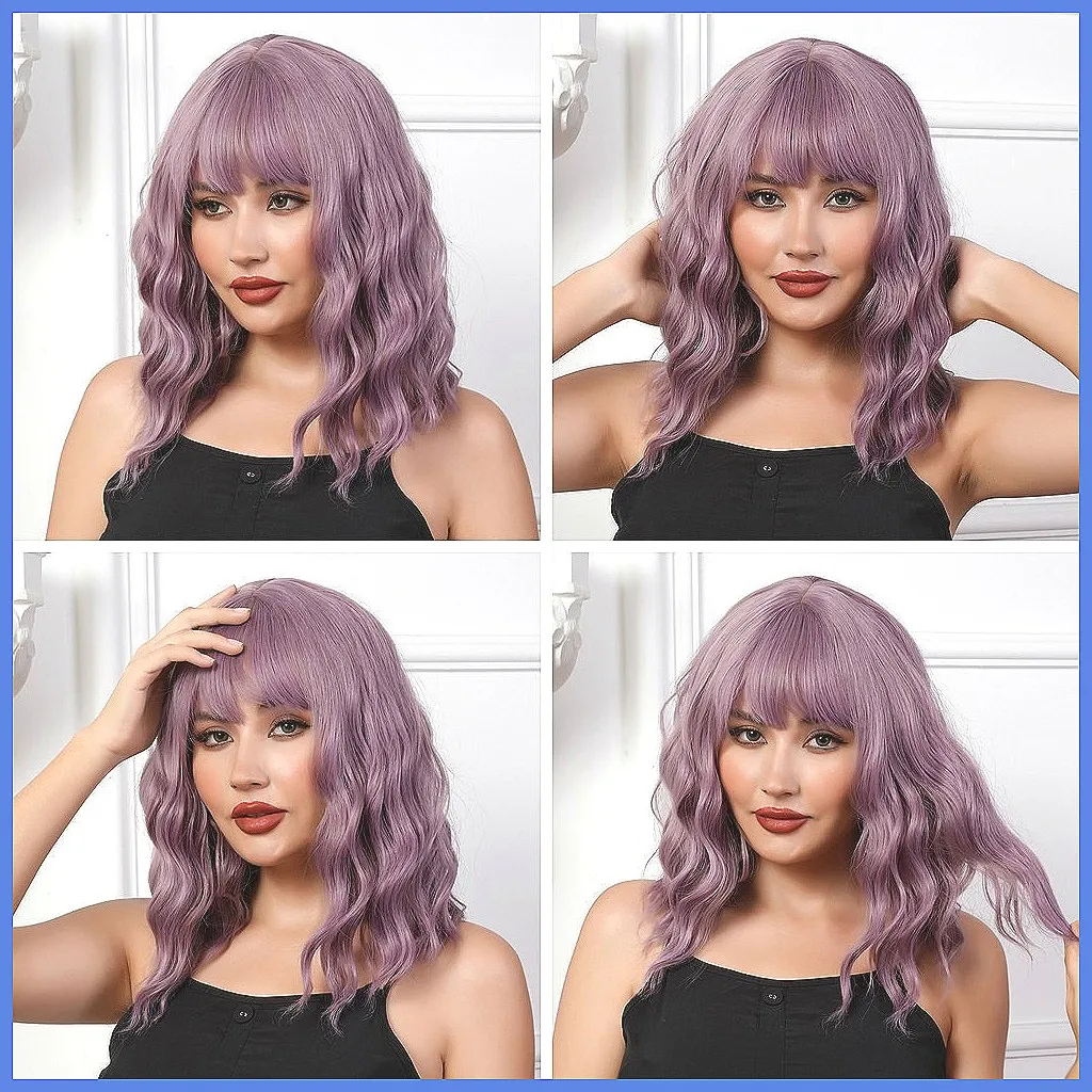 

Женский синтетический парик с челкой, короткие кудрявые волосы в стиле «водная волна», модный женский образ