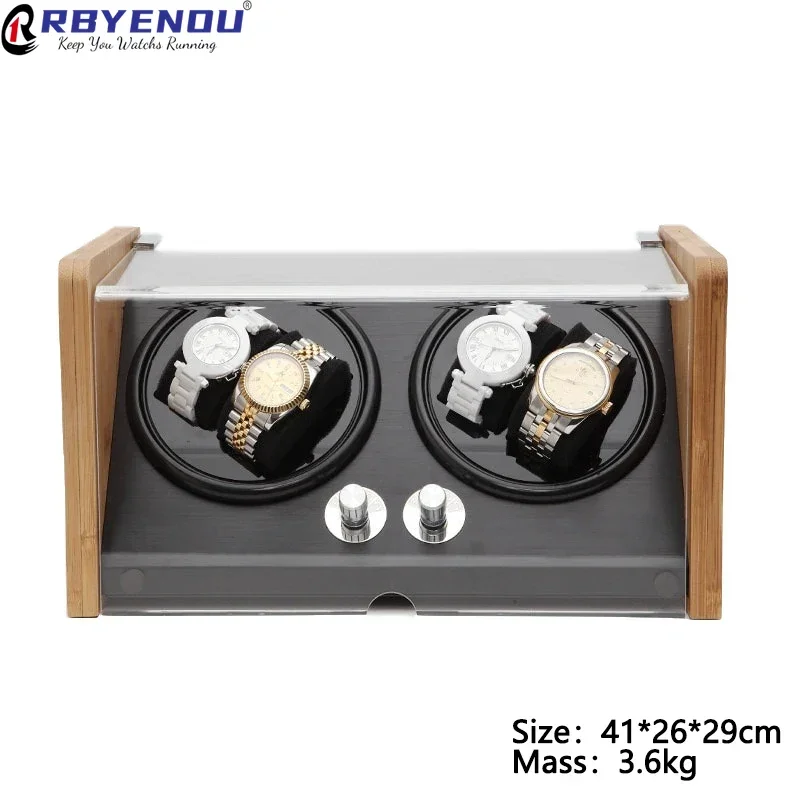 Automatic Chain Fragrant Bamboo 4 Slot Watch Winder Watch Case Box Dustproof Display Box for Watch Panerai Custom Logo OEM