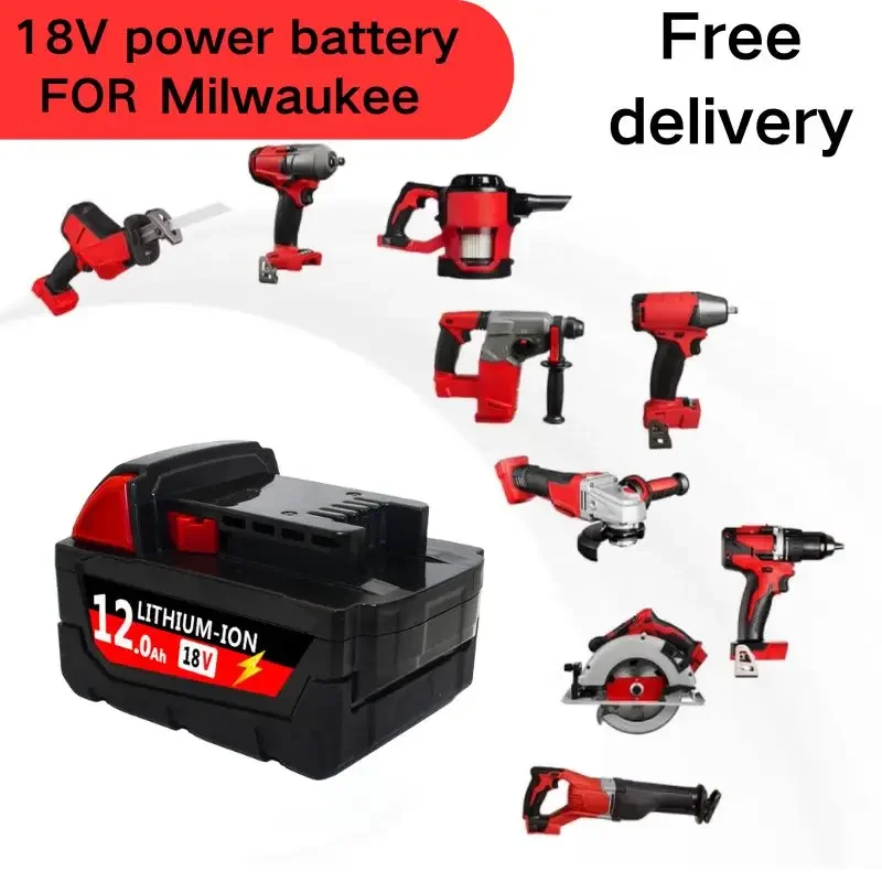 

18V 12.0Ah Replacement for Milwaukee M18 XC Lithium Battery 48-11-1860 48-11-1850 48-11-1840 48-11-1820 Rechargeable Batteries