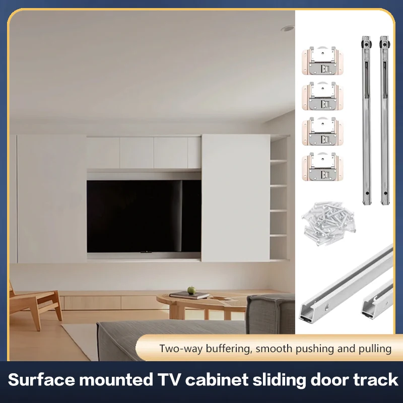 Wardrobe Sliding Folding Door TV Cabinet Flat Bus Door Slide Rail Damping Buffer Track Invisible Door Hardware Accessories