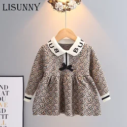 2024 Autumn Winter Girl Sweater Dress Princess Kids Baby Sweater Children Cloth Pullover Sweet Knitted Dressrs Bow Jumper 1-5y