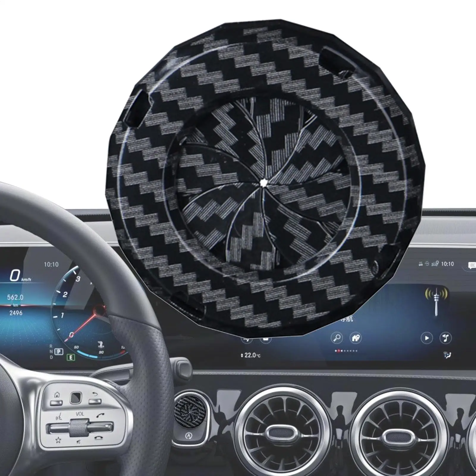 Car Carbon Fiber Pattern Rotatable One-button Start Decorative Button Cover Push Start Button Ignition Protective Cover