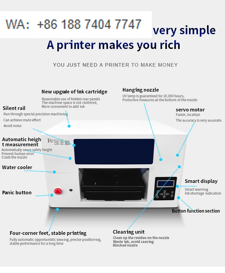 Refinecolor High Resolution Factory Wholesale A3 Dtg Printer Flatbed Printer Textile T Shirt Hoodies Printing Machine