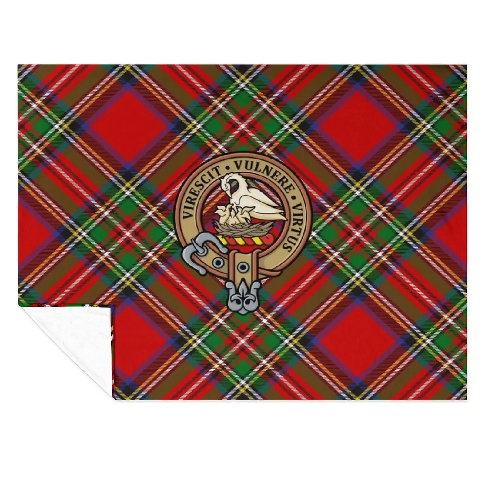 

Clan Stewart Crest Throw Blanket Soft Plaid Moving Furry Designers Blankets