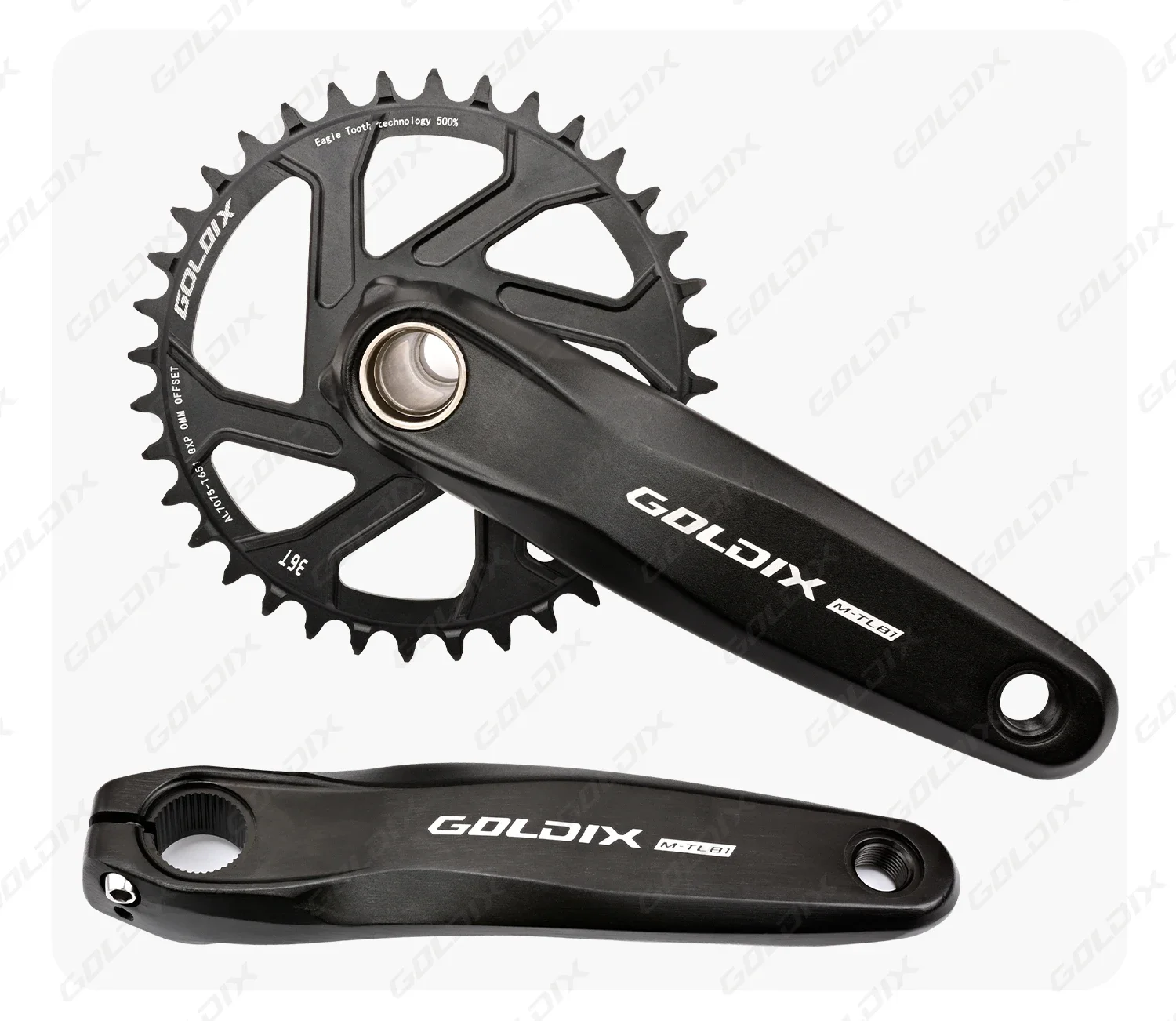 GOLDIX 3-Bolzen-Direktmontage MTB-Kurbelgarnitur 165/170/175mm Geschmiedete Legierung Hochfester Kurbelarm Schmal-Breit-Kettenblatt für MTB-Fahrrad – Detail 8