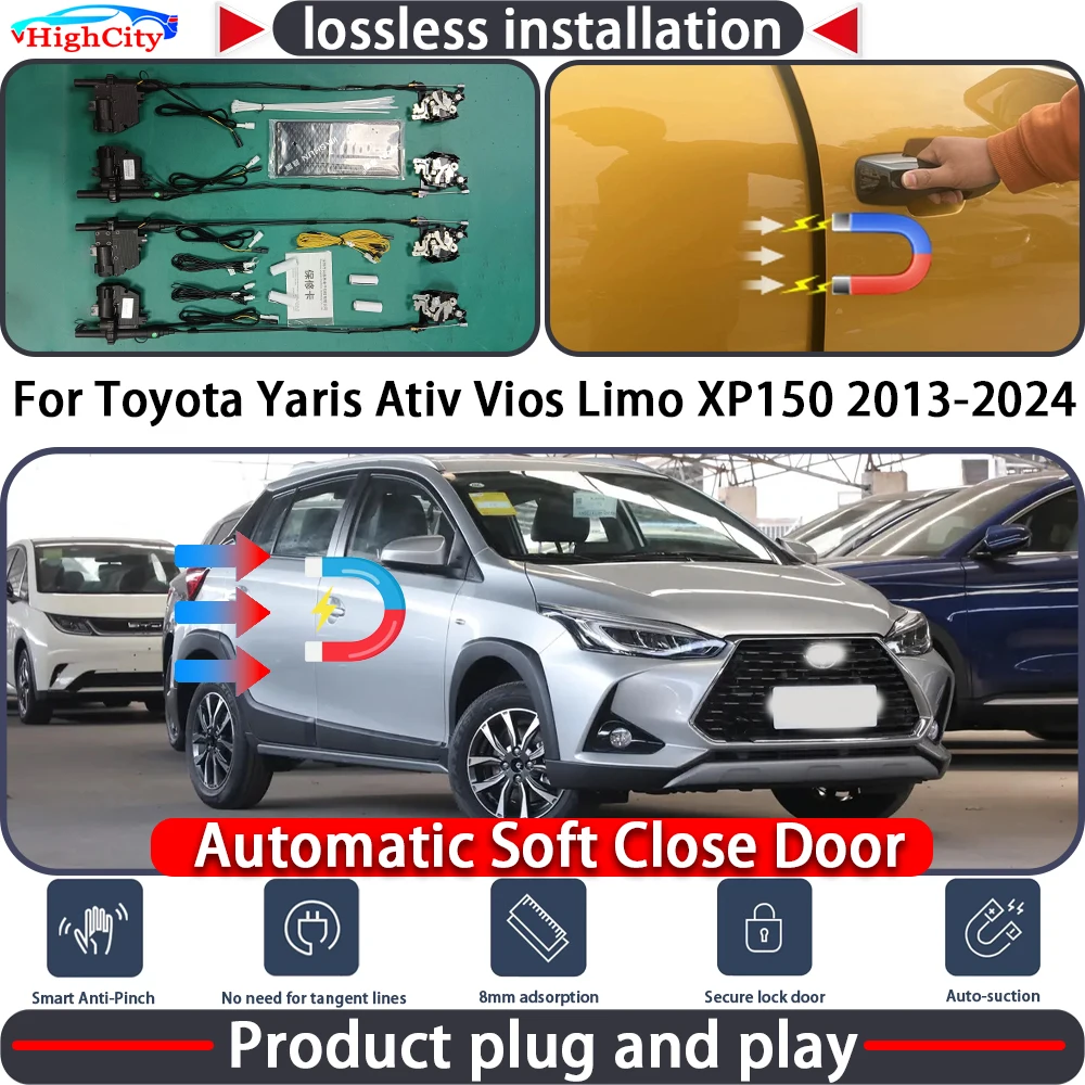 Closing Door Lock Actuator for Toyota Yaris Ativ Vios Limo XP150 2013-2024 Soft Close Power Latch System Auto Pull Door Kit