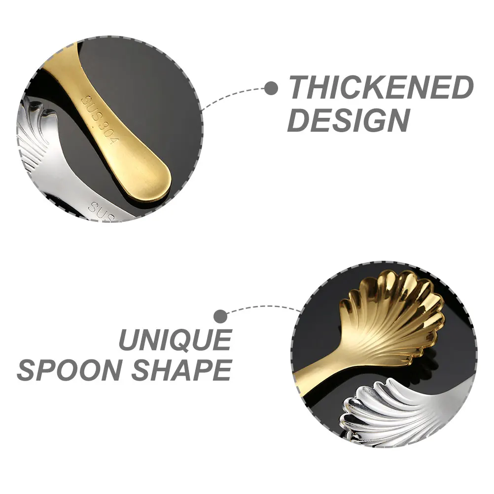 

2 Pcs Stainless Steel Teaspoon Teaspoons Soup Decorative Serving Party for Coffee