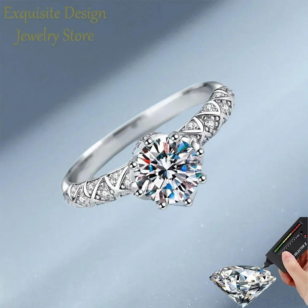 

Designer Jewelry Vine Entanglement 1CT Moissanite Diamond Ring, 18K White Gold Good Quality Romantic Womens Wedding Ring