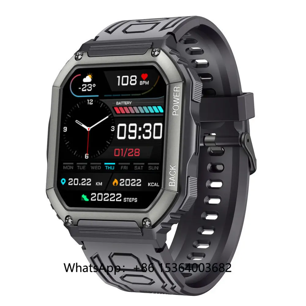 

TJXL- Connected Smart Watch KR06 Large HD Screen 1.8inch Full Touch Screen Healthy Monitor Sport Watches for Men Smartwatch