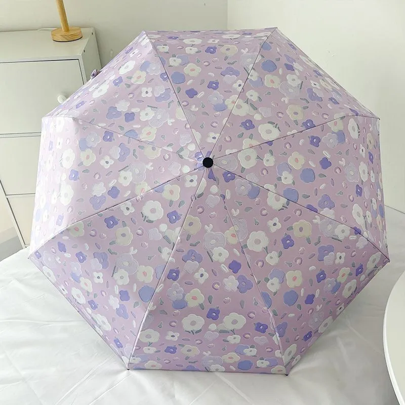 

Фиолетовые цветочные солнцезащитные лучи от ультрафиолета для девочек с солнцем и дождем, виниловый карман двойного назначения, портативный маленький мини-скидка 50%