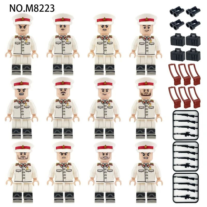 M8223Sovietofficerfigurinechildrenassemblesmallparticlesbuildingblocktoyweaponaccessories pistol birthday gift cartoon character