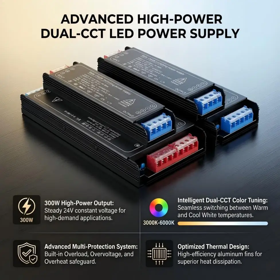 DC24V Ultrathin CCT Dimmable LED Driver 100W 200W 300W 400W Switch Power Supply Transformer for Home Bedroom LED Strip Lighting