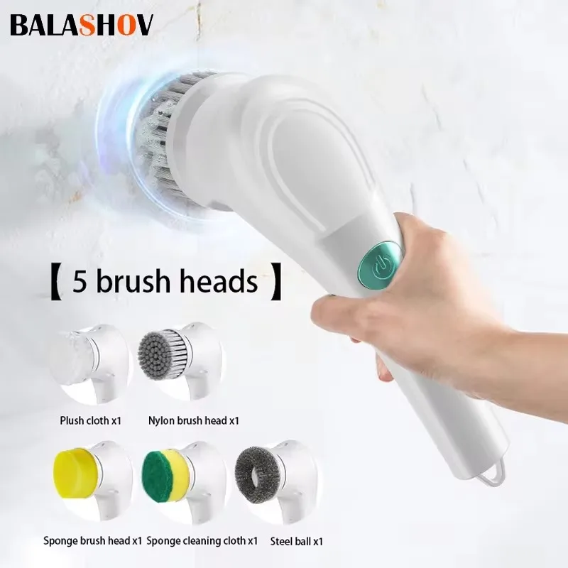 Wireless Handheld Electric Cleaning Brush USB Rechargeable Electric Rotary Scrubber Multifunctional Cleaning Gadget Household