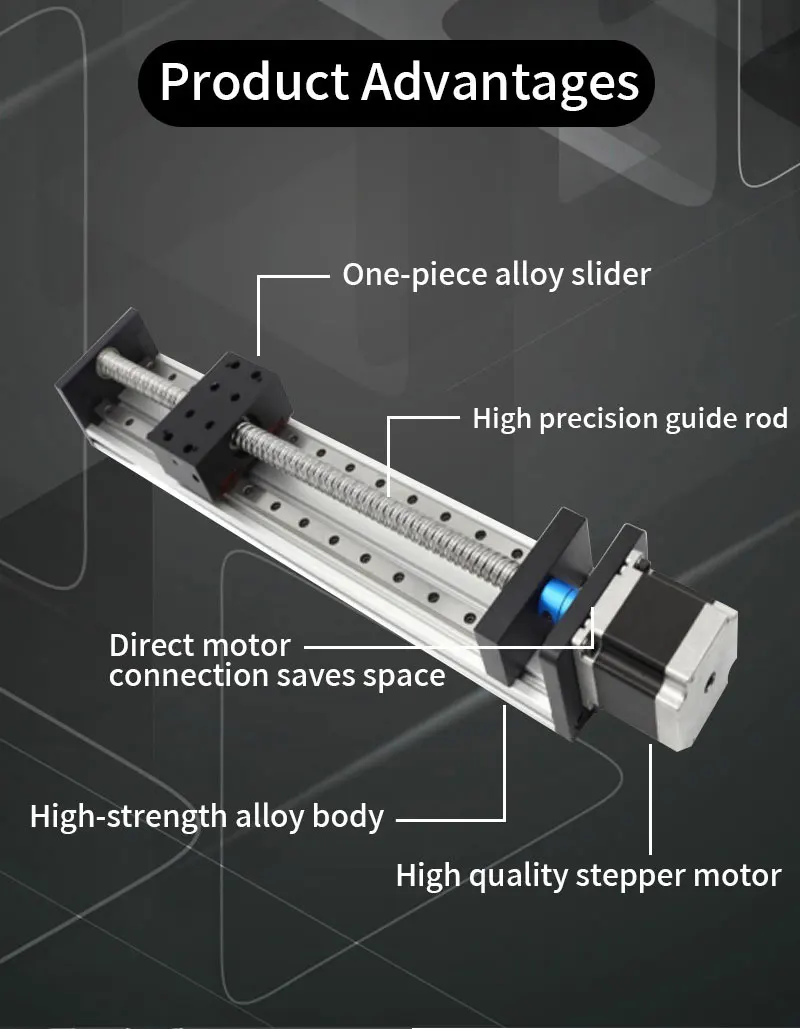 Vite Tr8 a movimento lineare Corsa effettiva 100mm 1204 1605 1616 1620 Vite a ricircolo di sfere NEMA23 Attuatore passo-passo Motore AC