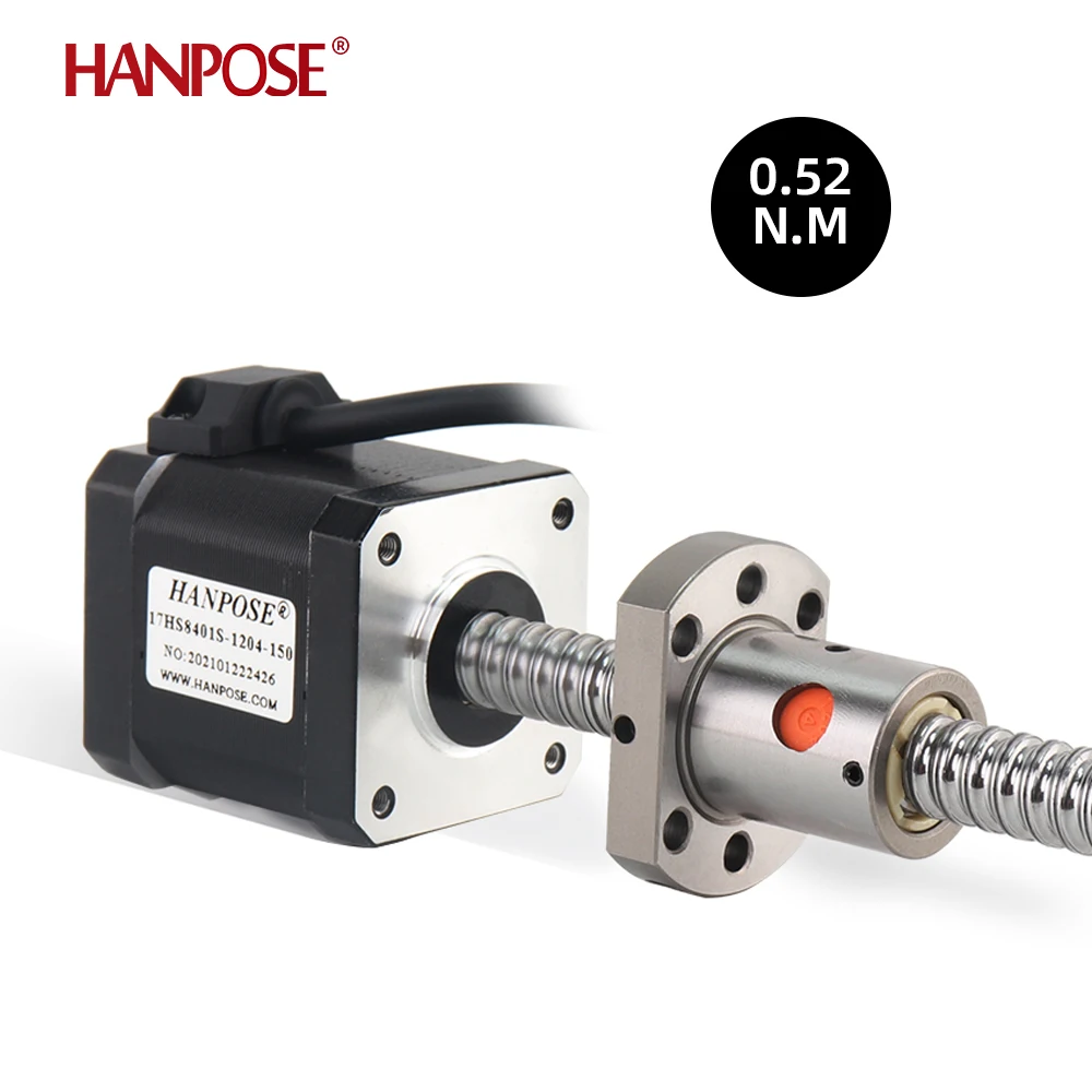 

HANPOSE nema17 stepper motor 17HS8401S-SFU1204 ballscrew 100MM length 1.8A 52N.CM for CNC worm wheel ball screw stepper motor