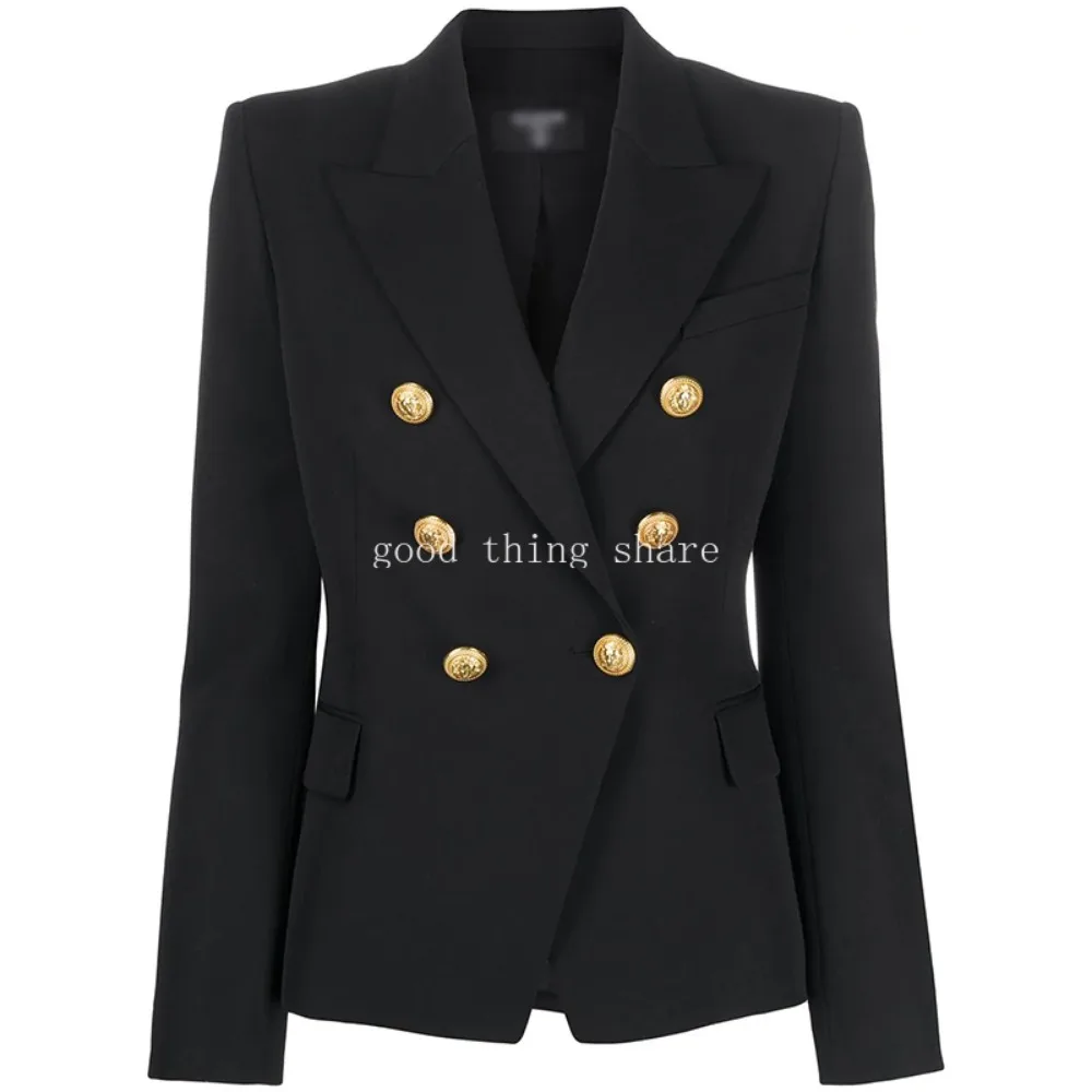 

Spring Fall Fitness Slim All-mtach Black Blazer High Quality Women Classic Design