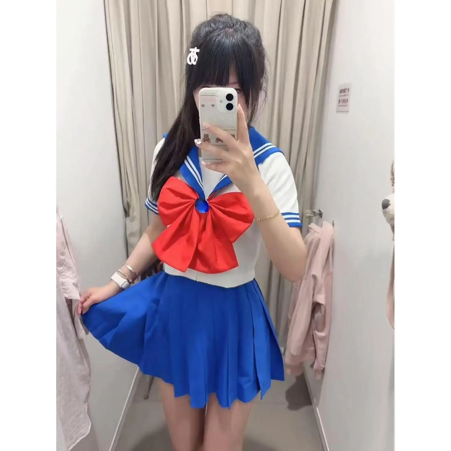 plus Size Sailor Suit Set for Beautiful Girls College Style Shirt Top And JK Skirt Outfit Casual Wear Four Seasons Suitable