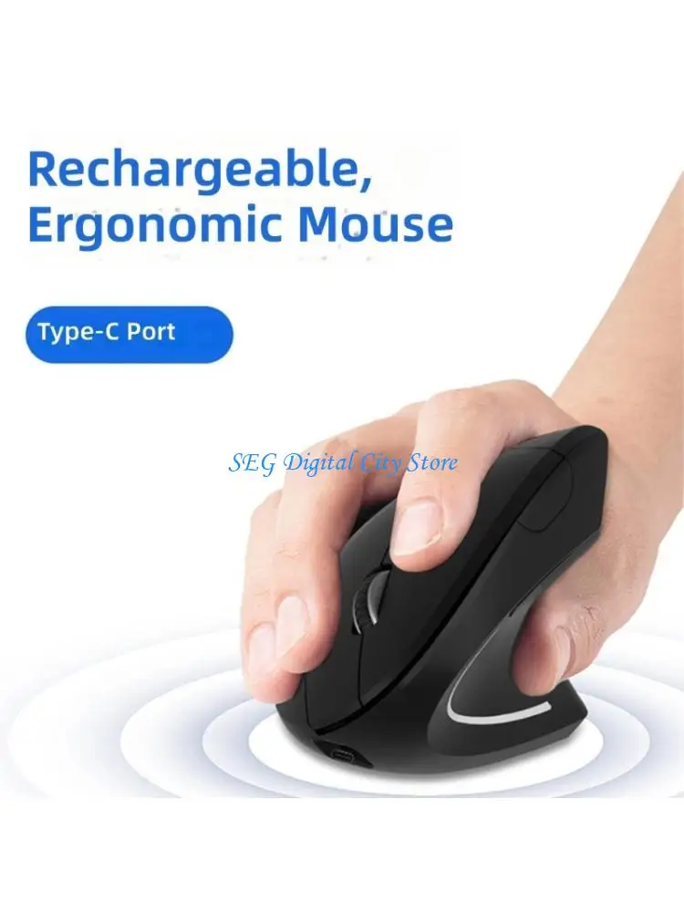 

U75B 2.4G Wireless Vertical Ergonomic Mouse 1600DPI Vertical Mouse Bluetooth-compatible for Laptop Computer