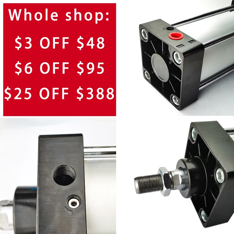 Standard Air Pneumatic Cylinders Piston SC80/100/125mm Bore Double Acting 25-1000mm Stroke