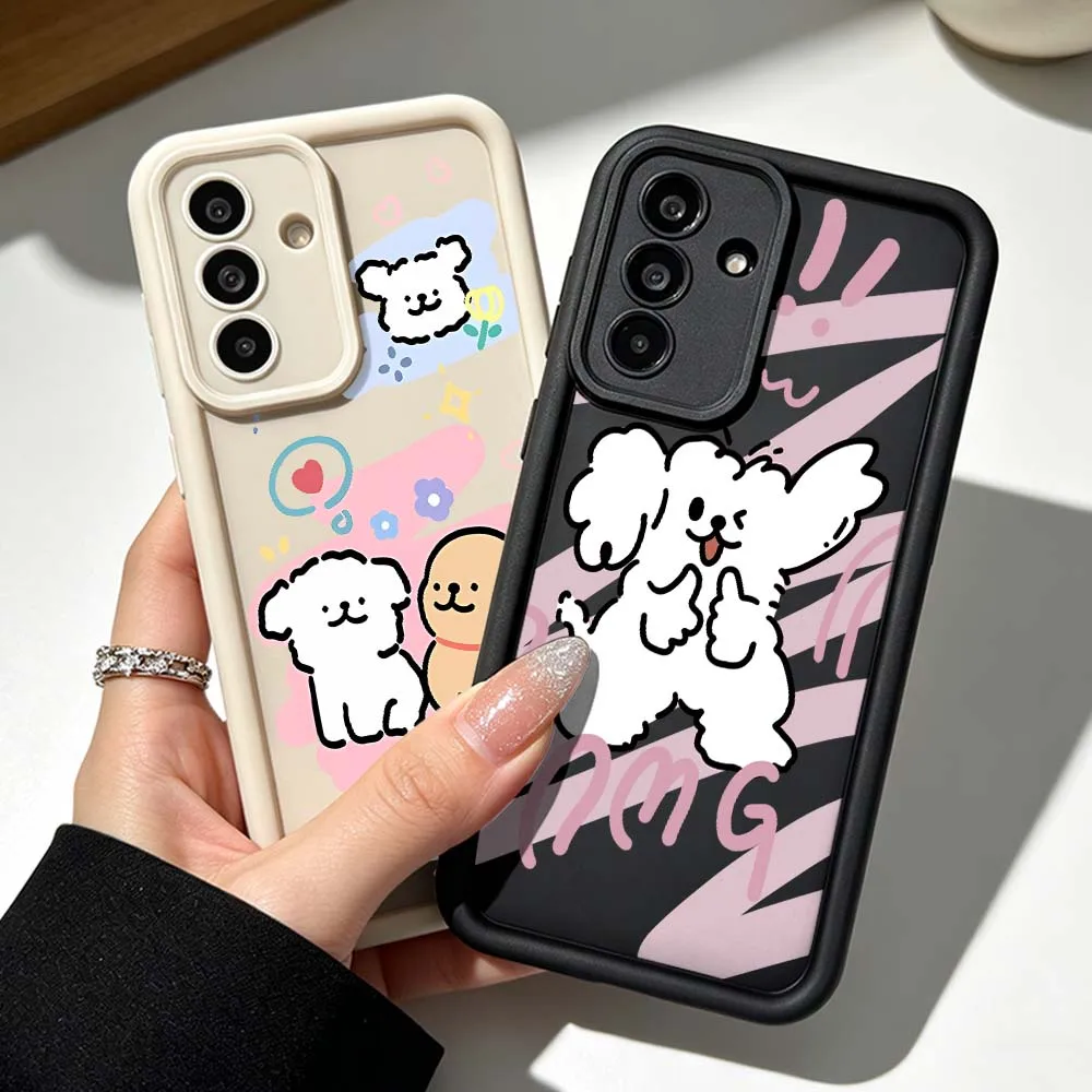 Cartoon White Poodle Puppy Silicone Case For Samsung Galaxy A71 A57 A56 A55 A54 A53 A52s A17 A16 A06 Soft Phone Case