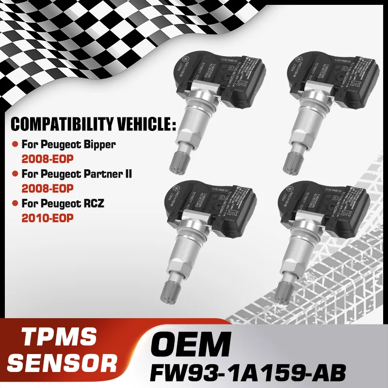 

Car TPMS Tire Pressure Monitor Sensor System For Peugeot Bipper 2008-EOP Peugeot Partner II 2008-EOP Peugeot RCZ 2010-EOP 433MHZ