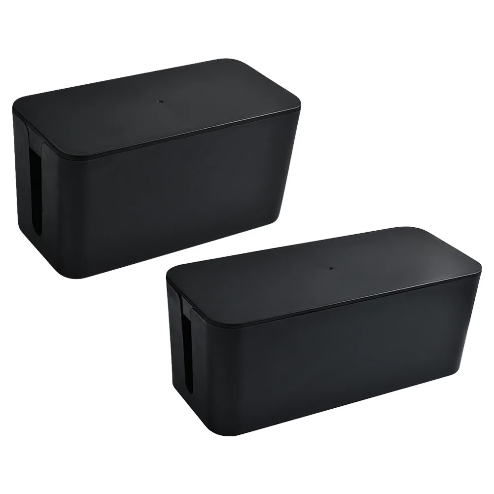 

2Pcs Cable Storage Box Set Heavy Duty Plastic Wire Organizer Case for Home Office Charging Cables Power Strips Management with