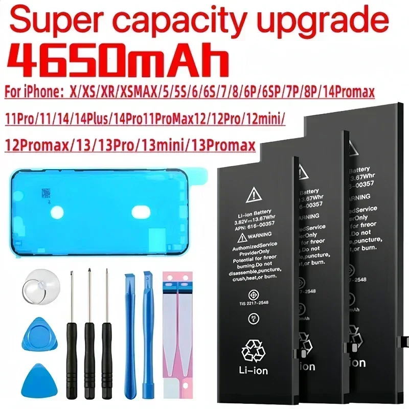 

100% Original High Capacity Rechargeable Batterie for IPhone 11 12 Pro 6S 6 7 8 Plus X XS Max Battery for Iphone Lithium Battery