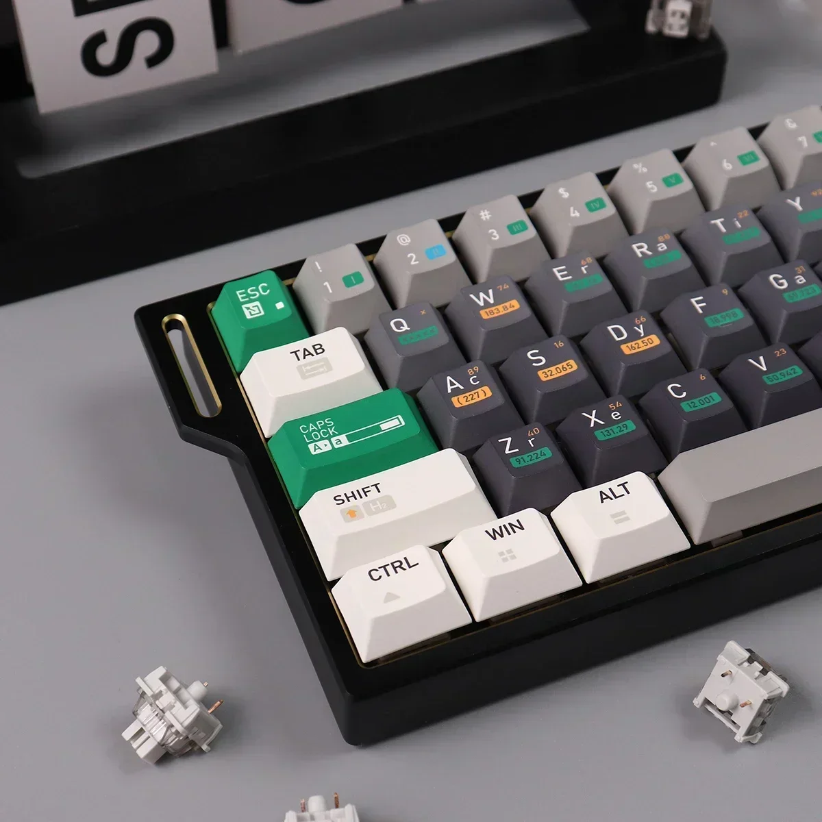 Mechanical keyboard keycap 173 keys Customized PBT sublimation + PC green transparency Supplement original height