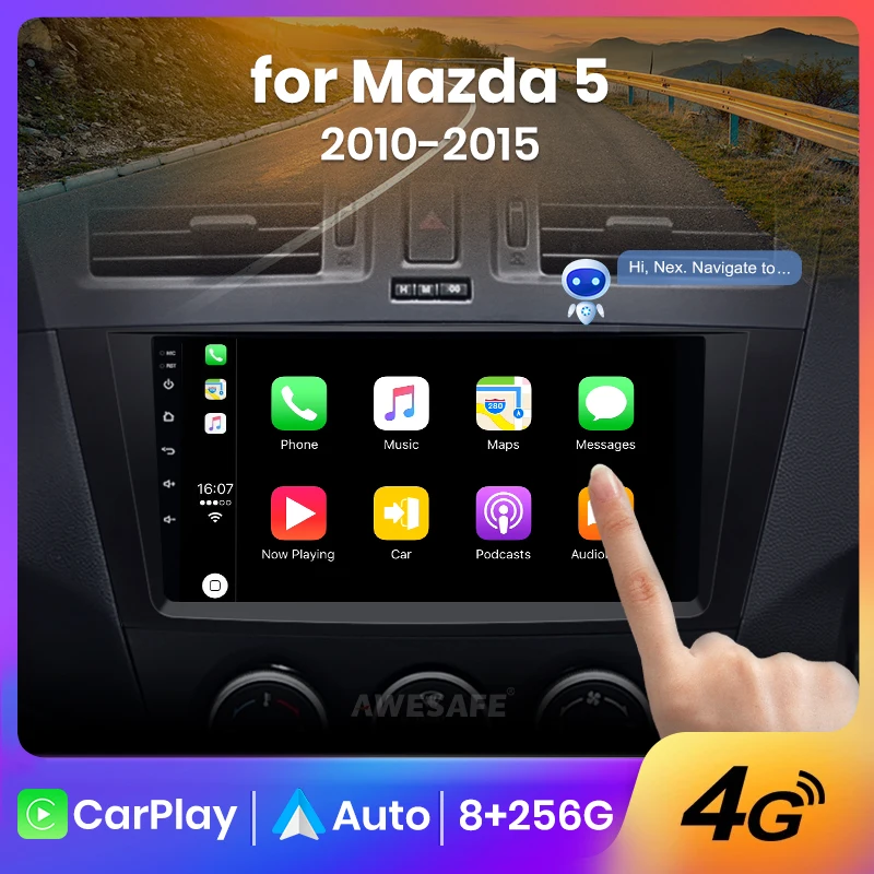 AWESAFE Wireless CarPlay Autoradio for MAZDA 5 2010-2015 Car Radio Multimedia Player Android Auto Stereo GPS