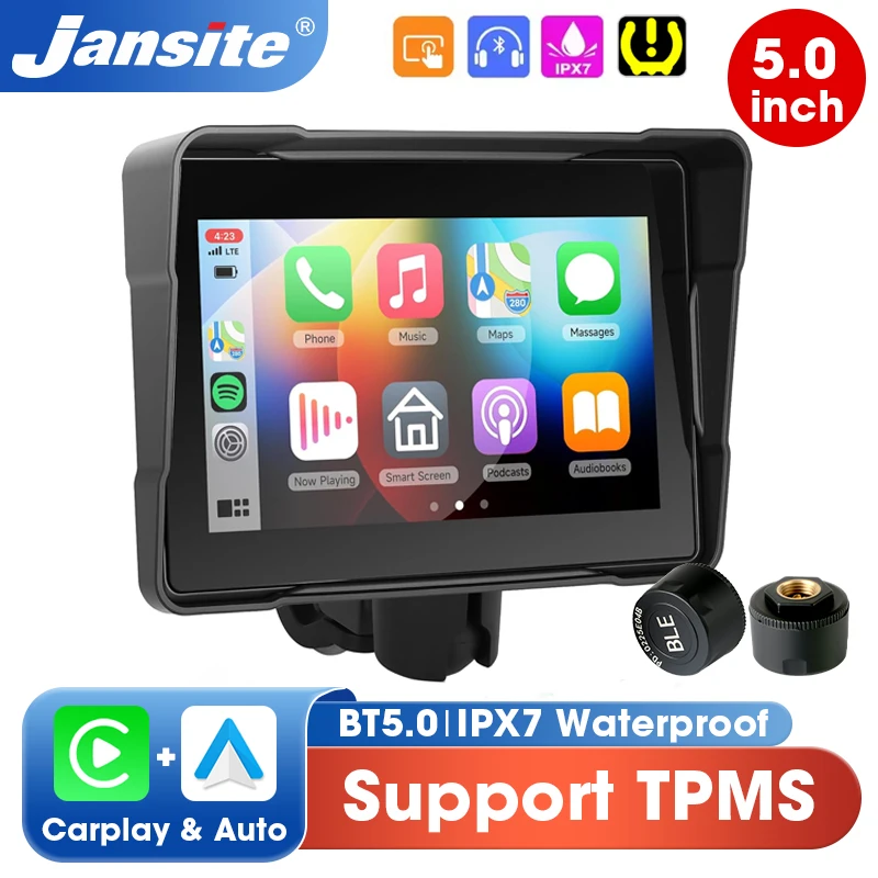 

Portable 5" Touch Screen Motorcycle Navigation GPS Support TPMS BT Wireless CarPlay Android Auto Moto Monitor IPX7 Waterproof