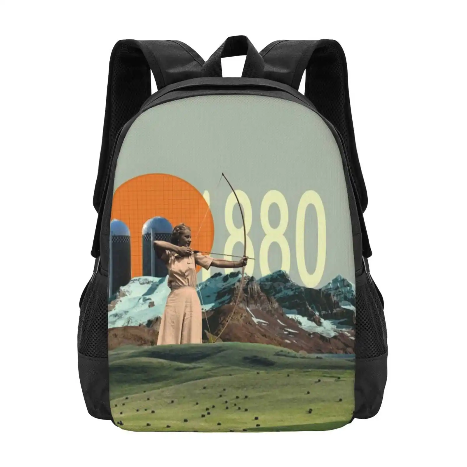 

1880 Backpack For Student School Laptop Travel Bag Collage Vintage Surreal
