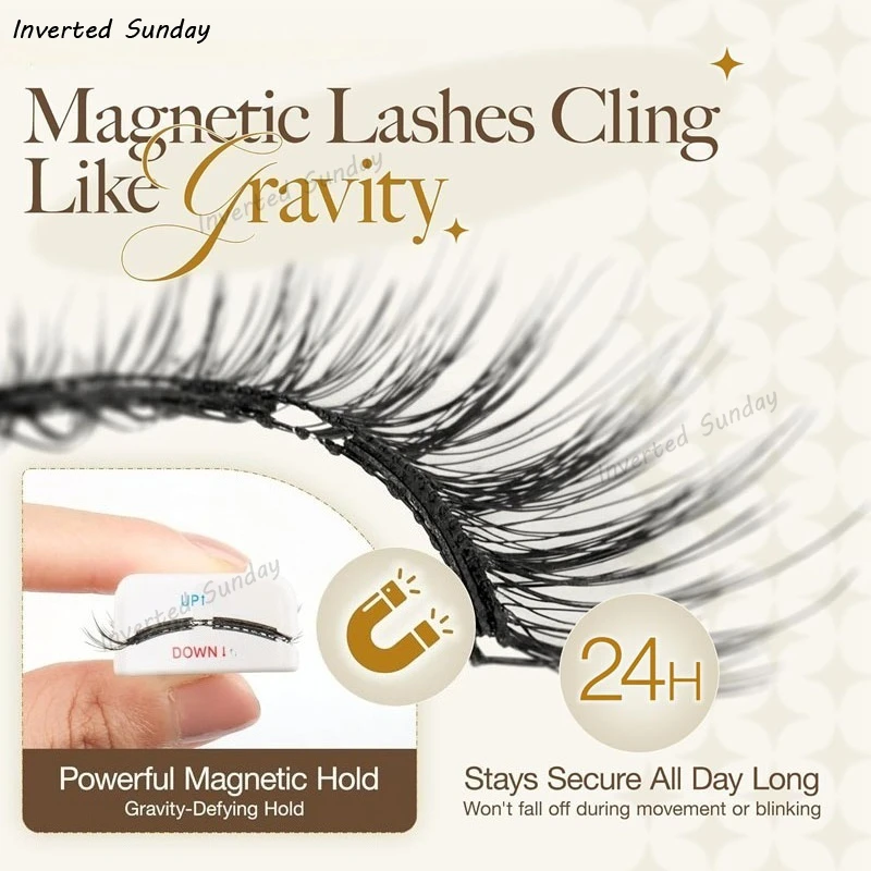 ขนตาปลอมแม่เหล็กแบบกล่องในตัว ชุดขนตาปลอมแบบไม่ต้องใช้กาว ขนตาแม่เหล็กนุ่มเป็นธรรมชาติ ไร้กาว