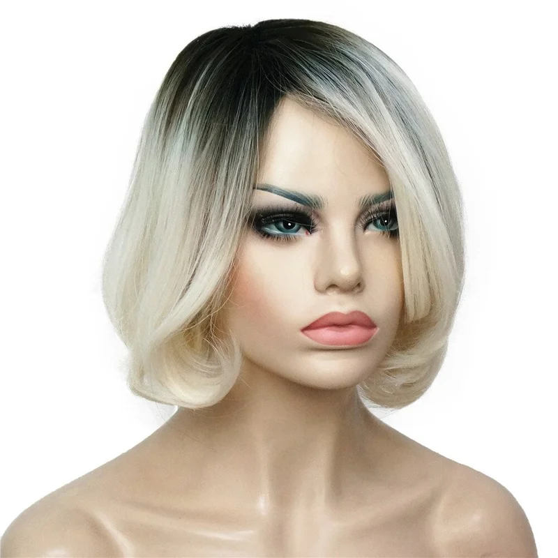 

Aimole 2754 Ombre Blend Черный Серый Блондин 12 "Парик Косплей Костюм вечерние хлопушки