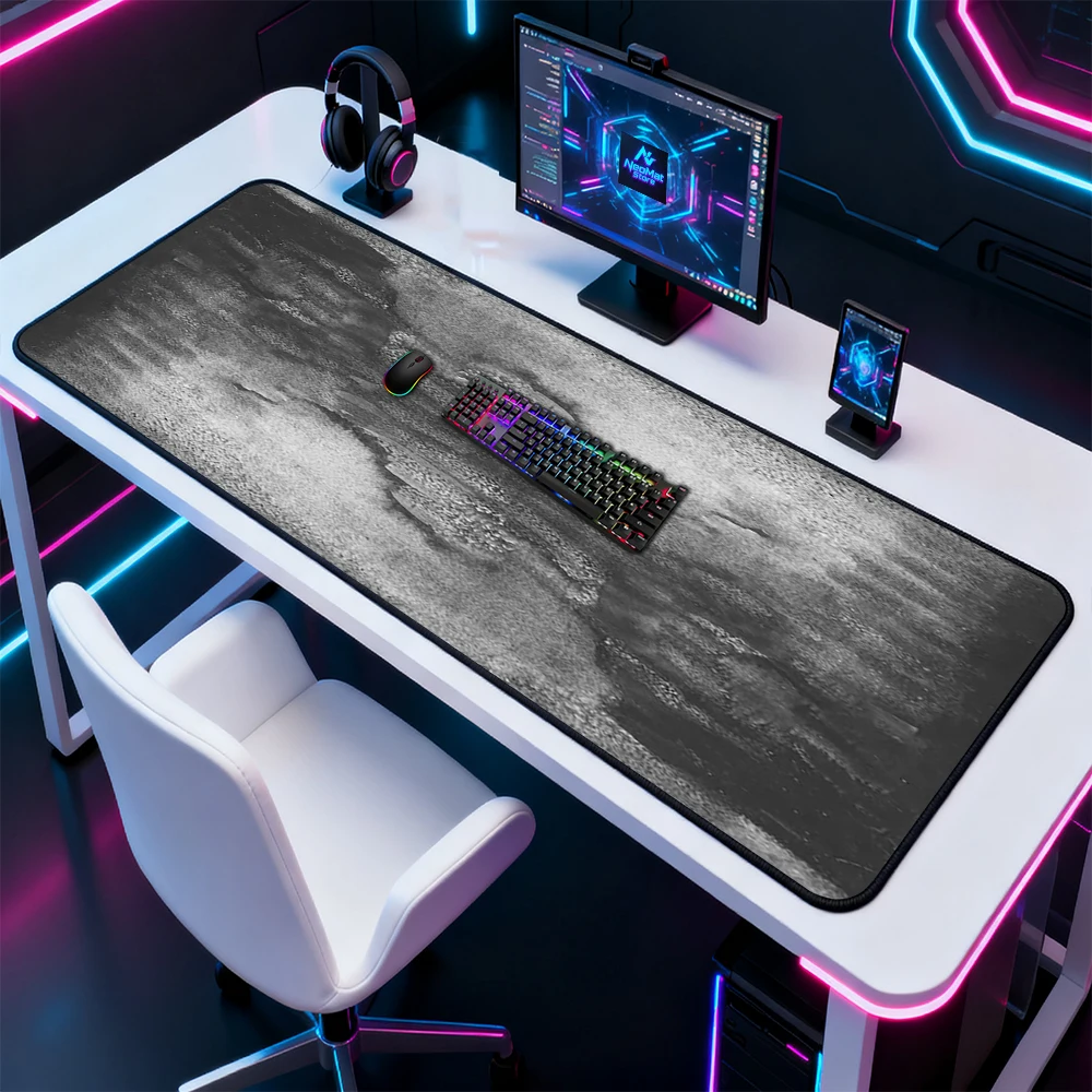 Monochrome Abstract Desk Pad Deskmat Large Gaming 1600x600 Nonslip Black White Texture Mousepad Computer Accessories Full