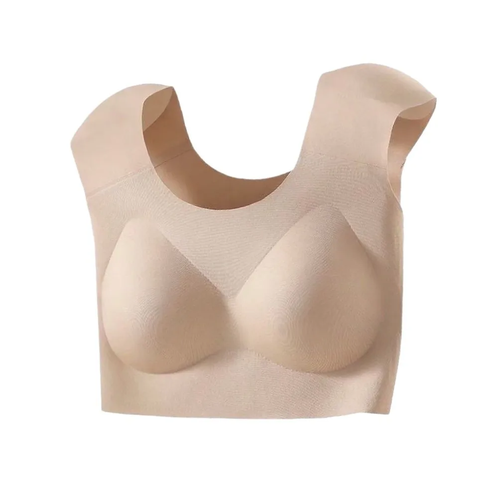 Invisible Right-angled Shoulder Underwear Wireless Anti-sagging Seamless Bra Shockproof Thin Underwear for Women Girls Shapewear