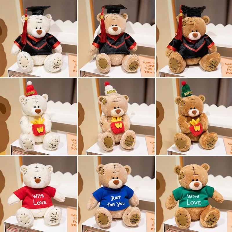 Kawaii Dr.Bear Plush Toys Cute Stuffed Animals Lovely Bears Cosplay Doctorial Hat Patch Bears Plush Dolls Graduation Gifts Decor