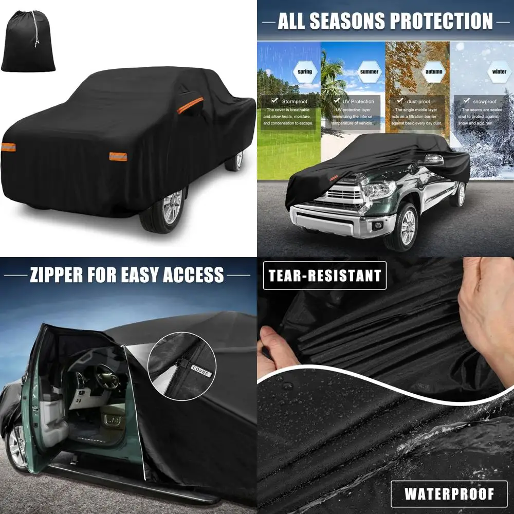 

X AUTOHAUX Car Cover for Toyota Tacoma Crew Cab Pickup 2005-2021 Aluminum Film Outdoor Waterproof Sun Rain Snow Hail Protection