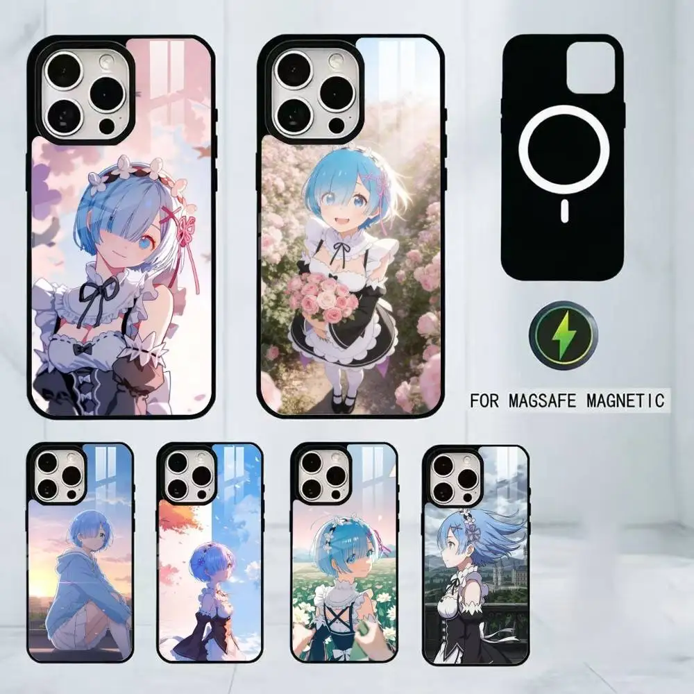 

Re zero rem cute anime girl design Phone Case For iPhone17,16,15,14,13,12,11 Plus,Pro Magnetic with Magsafe Wireless Charging